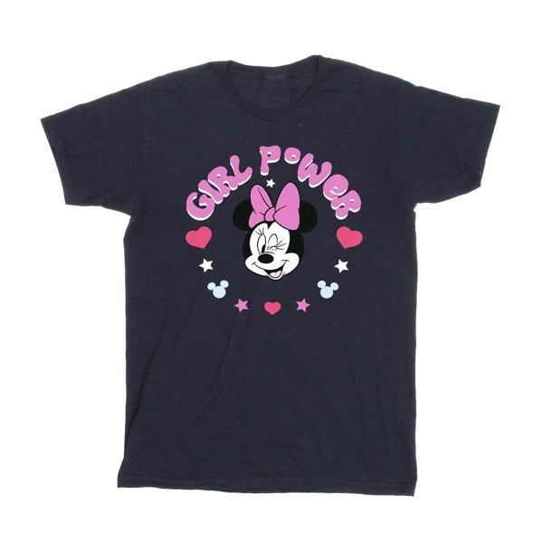 Disney Girls Minnie Mouse Girl Power Cotton T-Shirt - Navy Blue