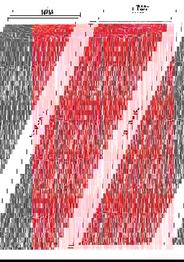 Cheetah Shimmer Tinsel Curtain, 3M x 1M Red