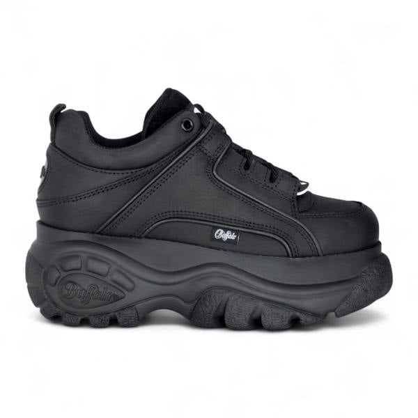 Buffalo Womens Black Leather Chunky Platform Fashion Trainers - 1339-14-2.0