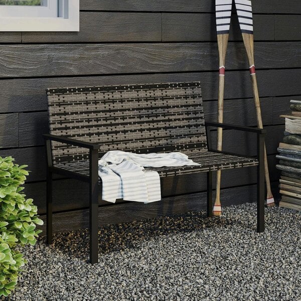 Wyld Haus Batare Rattan Grey 2 Seater Garden Bench With Armrests