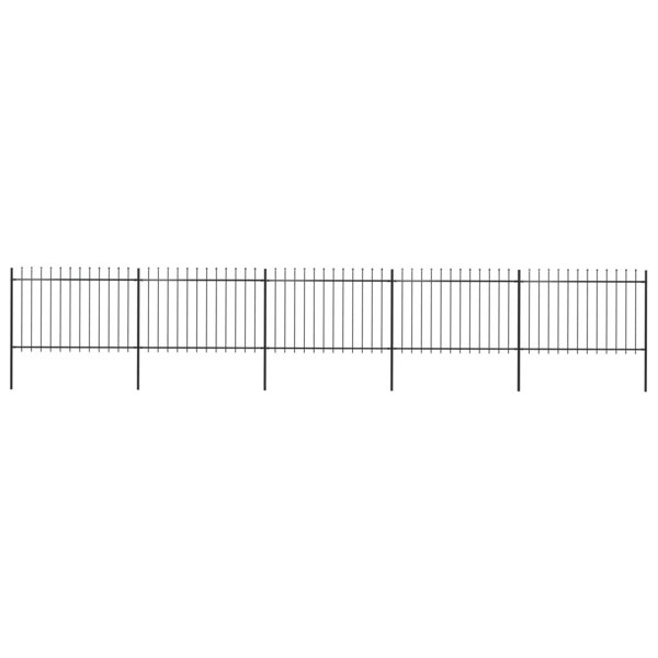Berkfield Garden Fence with Spear Top Steel 8.5x1.2 m Black