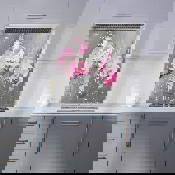 Warren Reed - Designer Pink Orchids Splashart Kitchen Splashback