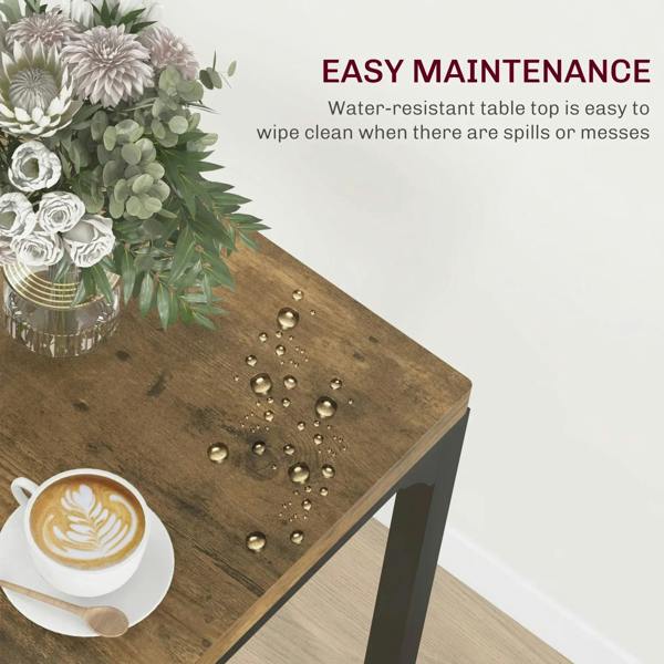 Rustic brown table top with water droplets, easy-clean surface