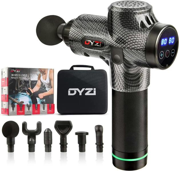 Dyzi Handheld Muscle Massage Gun for Pain Relief 6 Heads Body Massager Deep Tissue Percussion Massager