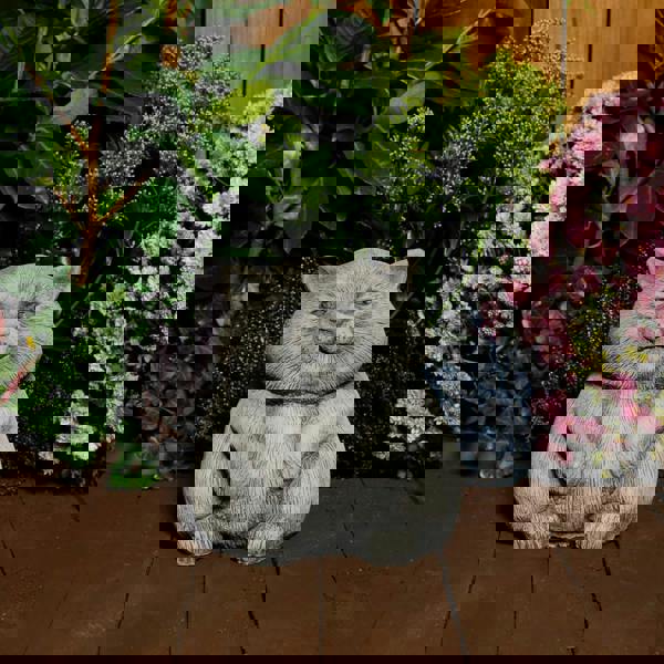 Stone Cast Happy Cat Garden Statue Ornament and Decor