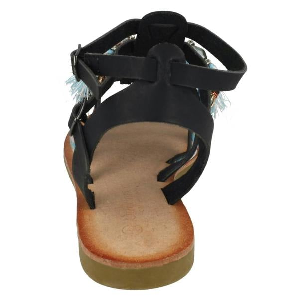 Savannah Ladies Savannah Flat Strappy Beaded Sandals