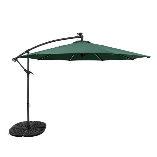 Monstershop LED Cantilever Parasol 3m With Full Fan Base – Green