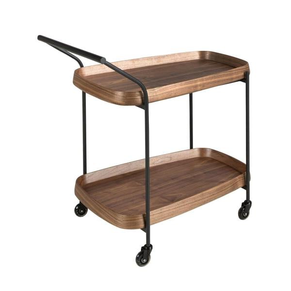 Angel Cerdá Walnut minibar trolley with black steel 3290