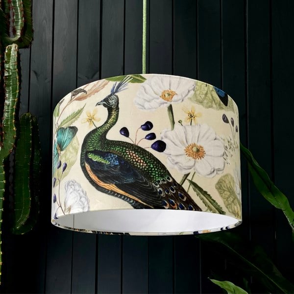 Love Frankie velvet lampshade mythical plumes parchment