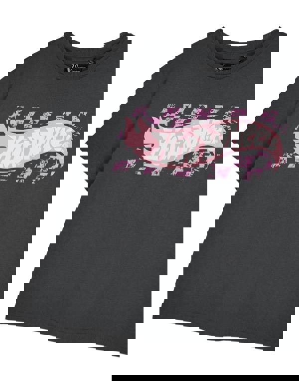 Hot Wheels Womens Grey Pastel Logo Cropped Short Sleeved T-Shirt