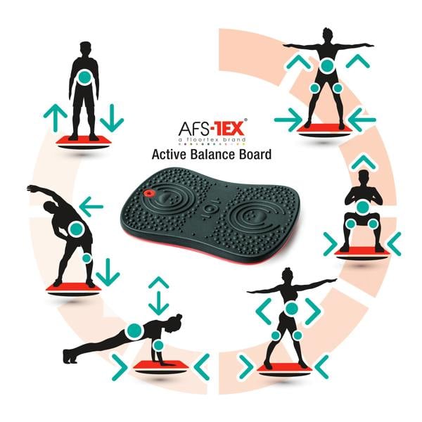 Floortex AFS-TEX® Active Anti-Microbial Exercise Wobble Balance Board - 35 x 50cm - Black
