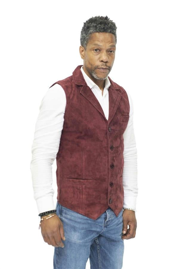 Infinity Leather Mens Classic Smooth Goat Suede Leather Waistcoat-Exeter