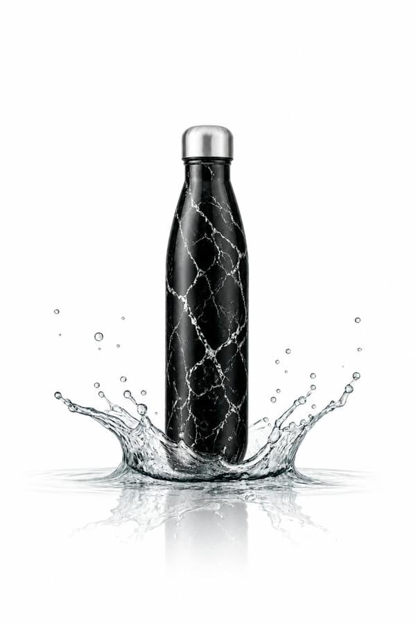 Dyzi 500ml Stainless Steel Water Bottle Leak Proof Black Marble