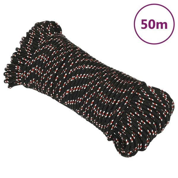 Berkfield Boat Rope Black 4 mm 50 m Polypropylene