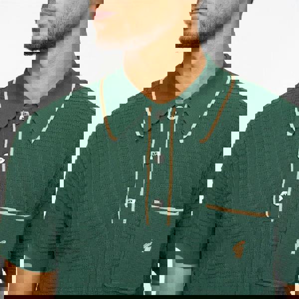 Gabicci V55GM28 Mens Roy Short Sleeve Archive Knitted Three Button Polo Gabicci Vintage - IVY