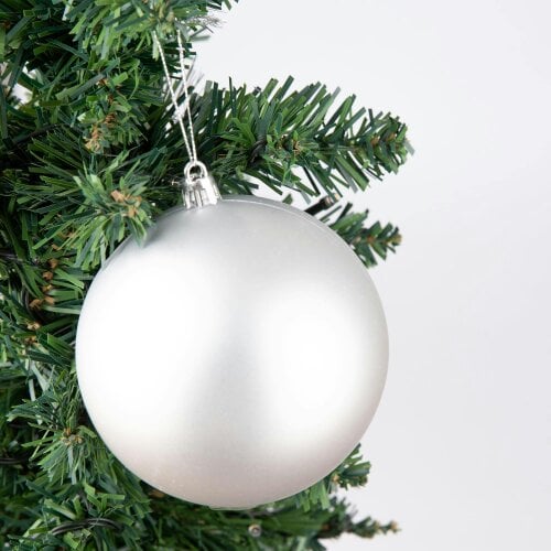 Shatchi Silver Shatterproof Christmas Baubles, Pack Size Options of 3 or 6, 10cm Tree Decorations