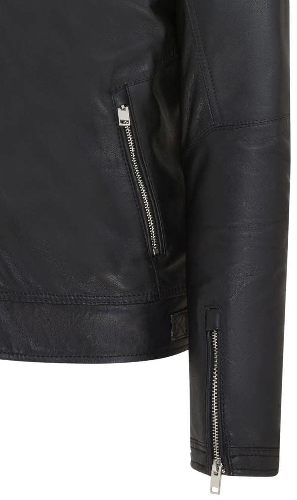 Infinity Leather Mens Black Café Racer Biker Leather Jacket - Aniak