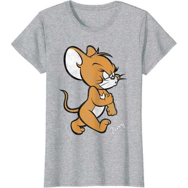 Tom and Jerry Womens Angry Mouse T-Shirt - Sports Grey