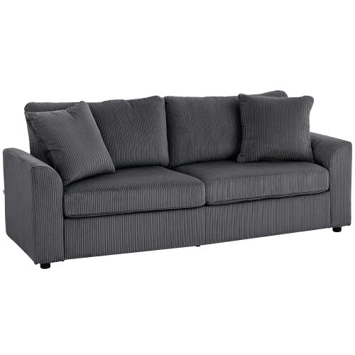 Wyld Haus Mimi Corduroy Grey 3 Seater Jumbo Sofa With Scatter Cushions