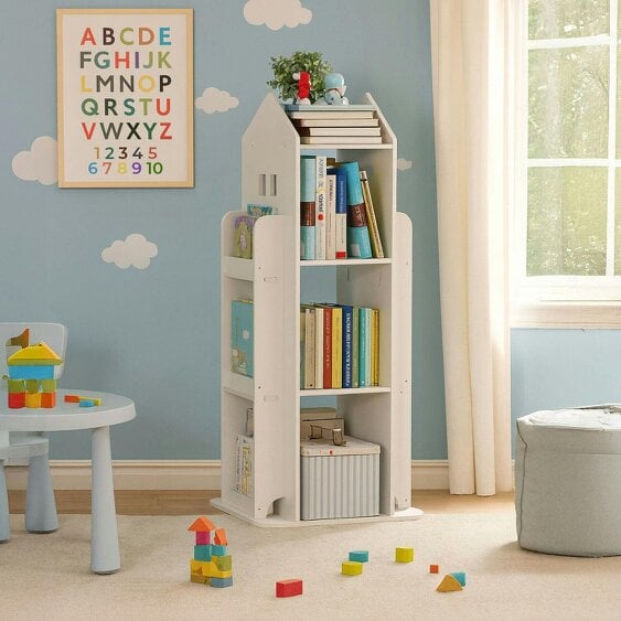Neo White House Shaped 360° Rotating Kid's Freestanding Bookshelf
