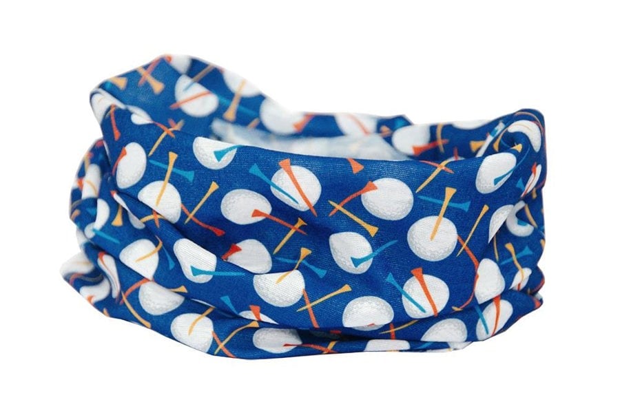 Golf Multifunctional Scarf RUFFNEK® Navy Blue Navy Blue Golf Snood – a breathable, lightweight scarf with a golf ball design, perfect for UK golfers and outdoor enthusiasts. #GolfAccessories #UKGolfGear #SportsSnood #GiftsForGolfers