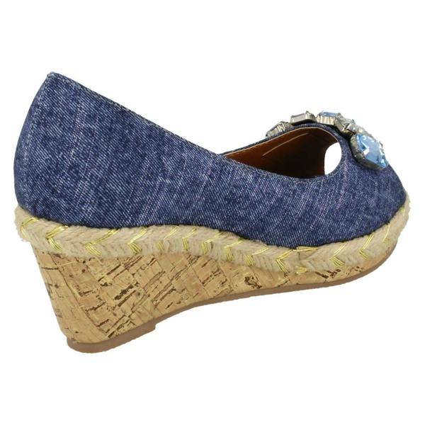 Spot On Girls Spot On Cork High Wedge Rope Foxing Sandal