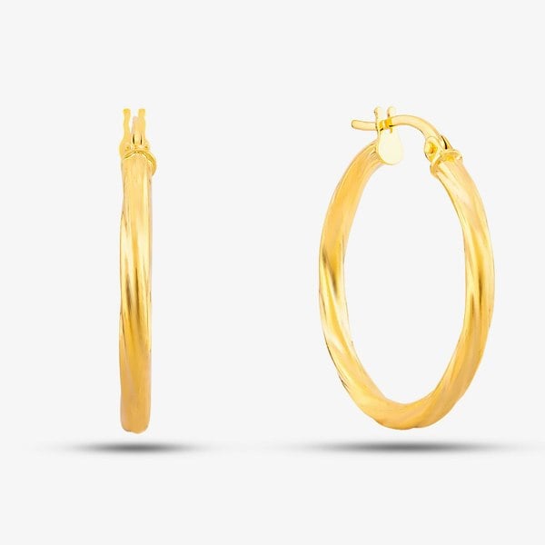 T. H. Baker 9ct Yellow Gold Twist Hoop Earrings UER041Y