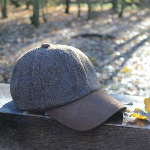 Heather Hats & Accessories Genuine Harris Tweed Baseball Trucker Cap, Cotton Lining, Outdoor Wear, Walnut Brown