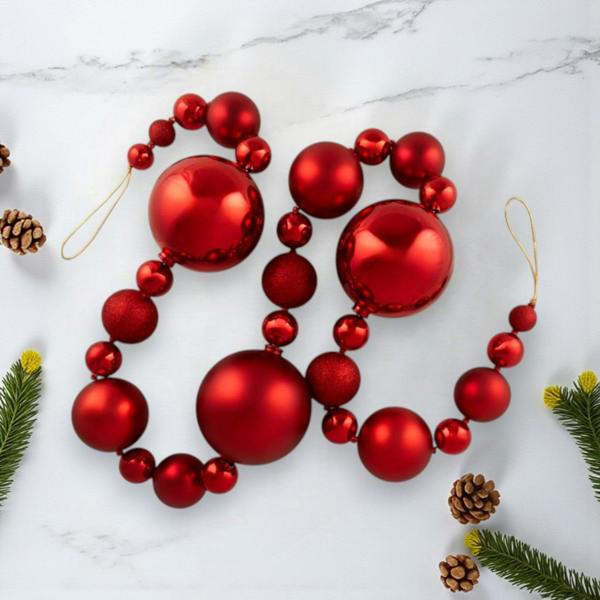 Garden Greatness Glittered Red Bauble Christmas Garland