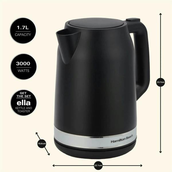 Hamilton Beach Ella 1.7L Kettle - Matte Black