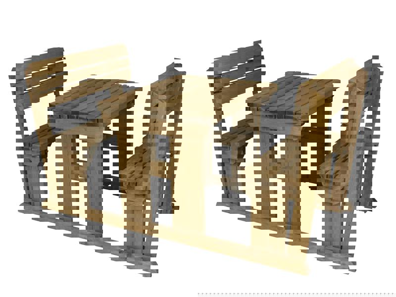 Alders Rounded Picnic Table and Benches Set with Backrest – Rustic Finish Wooden Outdoor Dining Set for Gardens and Patios