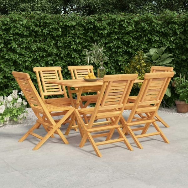 Berkfield 7 Piece Garden Dining Set Solid Wood Teak