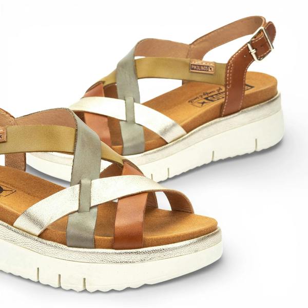 Pikolinos Palma - Women's Brown Leather Wedge Sandals
