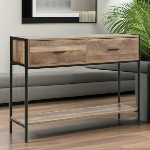 Rafaelo Mobilia Industrial Console Table With 2 Drawers