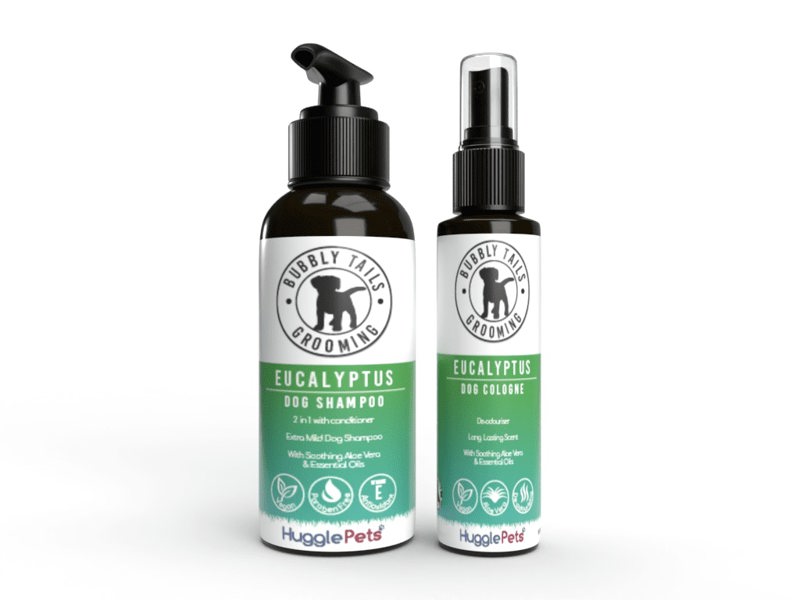 HugglePets Bubbly Tails Dog Shampoo and Deodorising Cologne Spray Set
