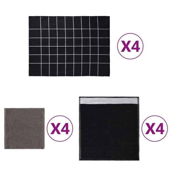 Berkfield 12 Piece Towel Set Black Cotton