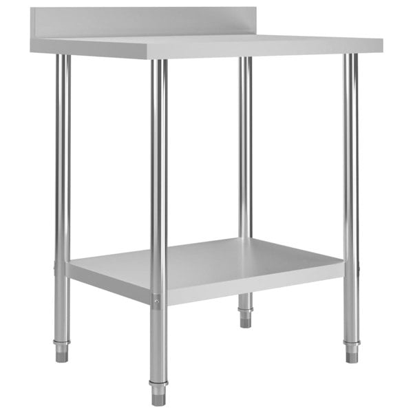 Berkfield Kitchen Work Table with Backsplash 80x60x93 cm Stainless Steel