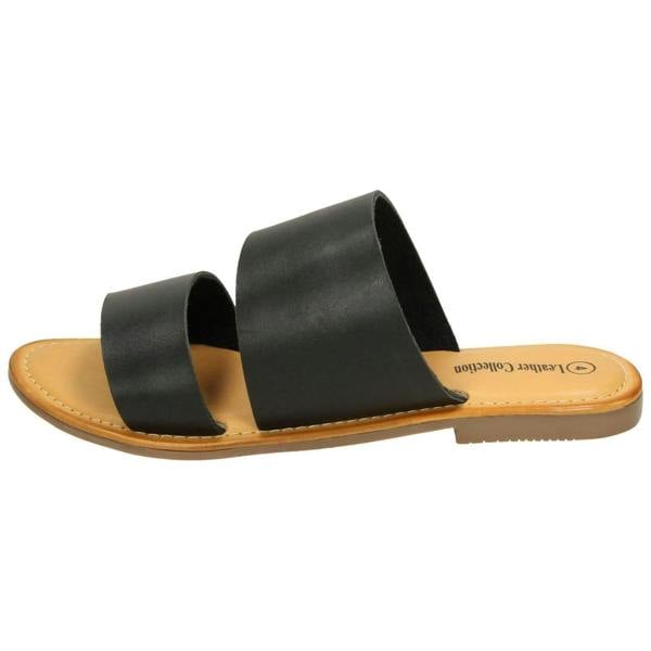 Leather Collection Ladies Leather Collection Double Strap Mules F00234