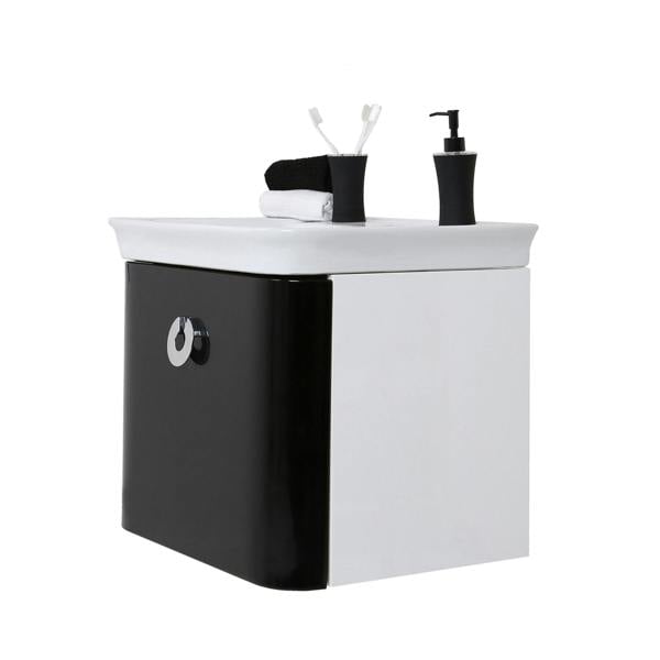 Adelphi White and Black Bathroom sink with Storage