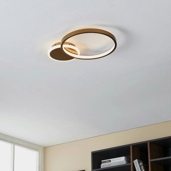 EGLO Gafares LED Gold And White Flush Ceiling Light