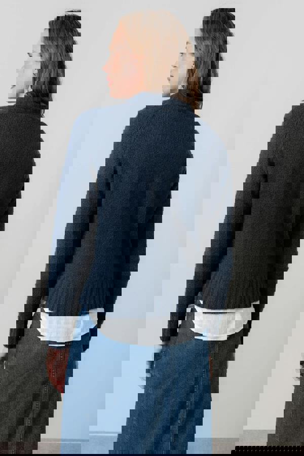 Lily & Me Woodchester V-Neck Boxy Knit Jumper Navy