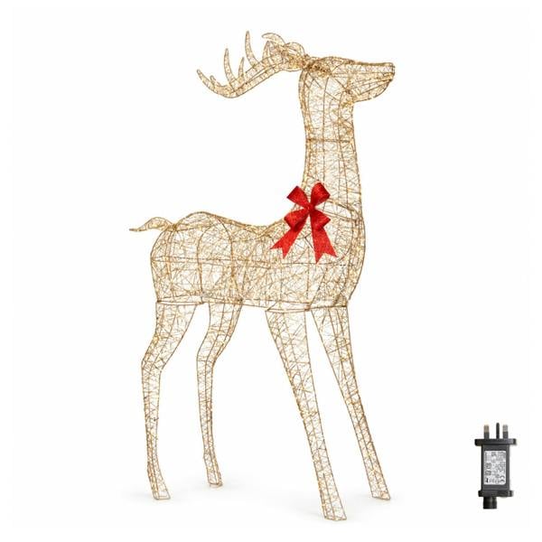 Samuel Alexander 2m Light up Gold Twist Standing Christmas Stag 1000 Warm White LEDs