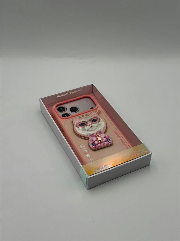 Nimmy Friends Nimmy Cool & Cute 2.0 White Rich & Beauty Cat Case with MagSafe Stand for iPhone 17 Pro Max 6.9" Pink - N-YJKM-CXZJZH-IP17-PRO-MAX-04