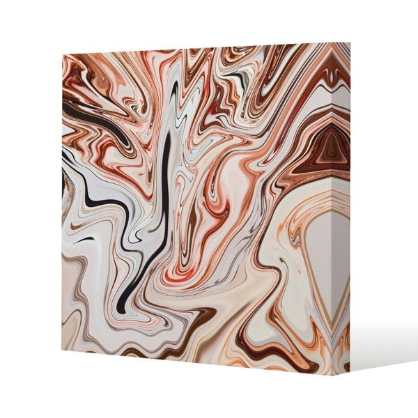 Benjamin Tate Design Pink Rippled Marble Slim Style Canvas Print  20x20cm , 15mm Slim Real wood.