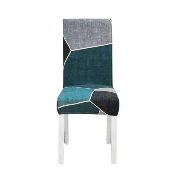Anyhouz Anyseat Chair Cover Blue Green Geometric Design Elastic Slipcover Dining Decor