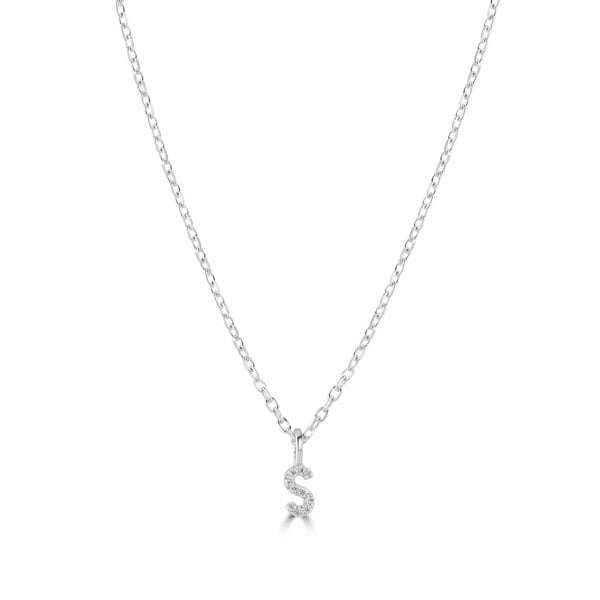 Sterling Silver Crystal Initial Necklace - MYLEE London