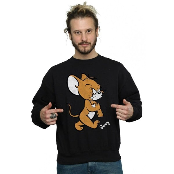 Tom and Jerry Mens Angry Mouse Cotton Sweatshirt - Black