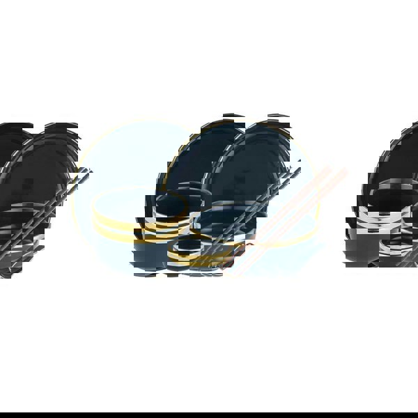 8 Piece Dinner Set, Pink And Dark Blue-Weilai Concept-Weilai Concept