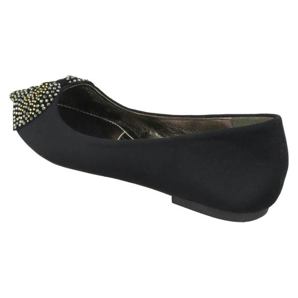Spot On Ladies Spot On Bow Trim Black Ballerinas F80326