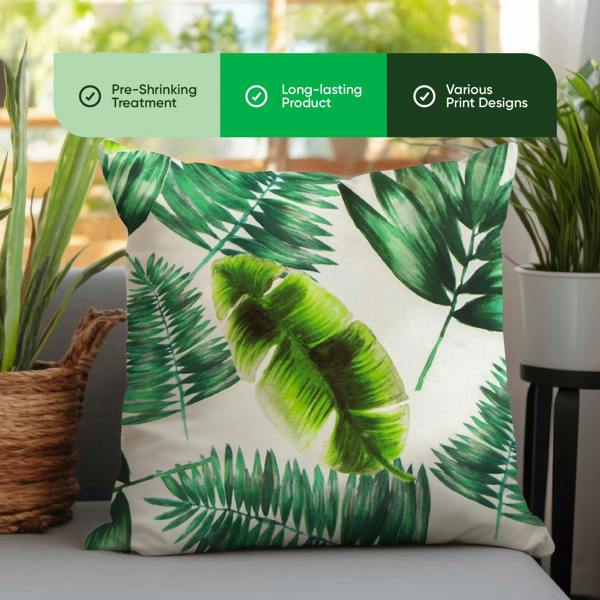 Gardenwize Pair of Outdoor Scatter Cushions – Botanical Green Design